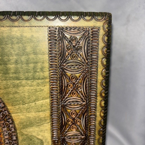 VTG Wooden Handcarved Etched Box‎ Old World Map Americas Poland Made Hinged - Picture 4 of 11